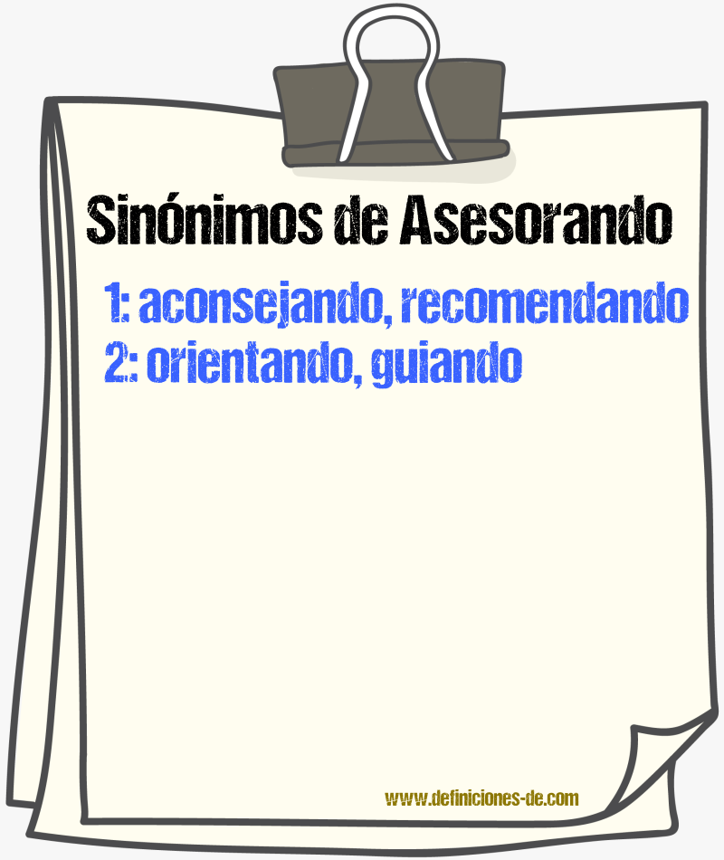 Sinónimos de asesorando