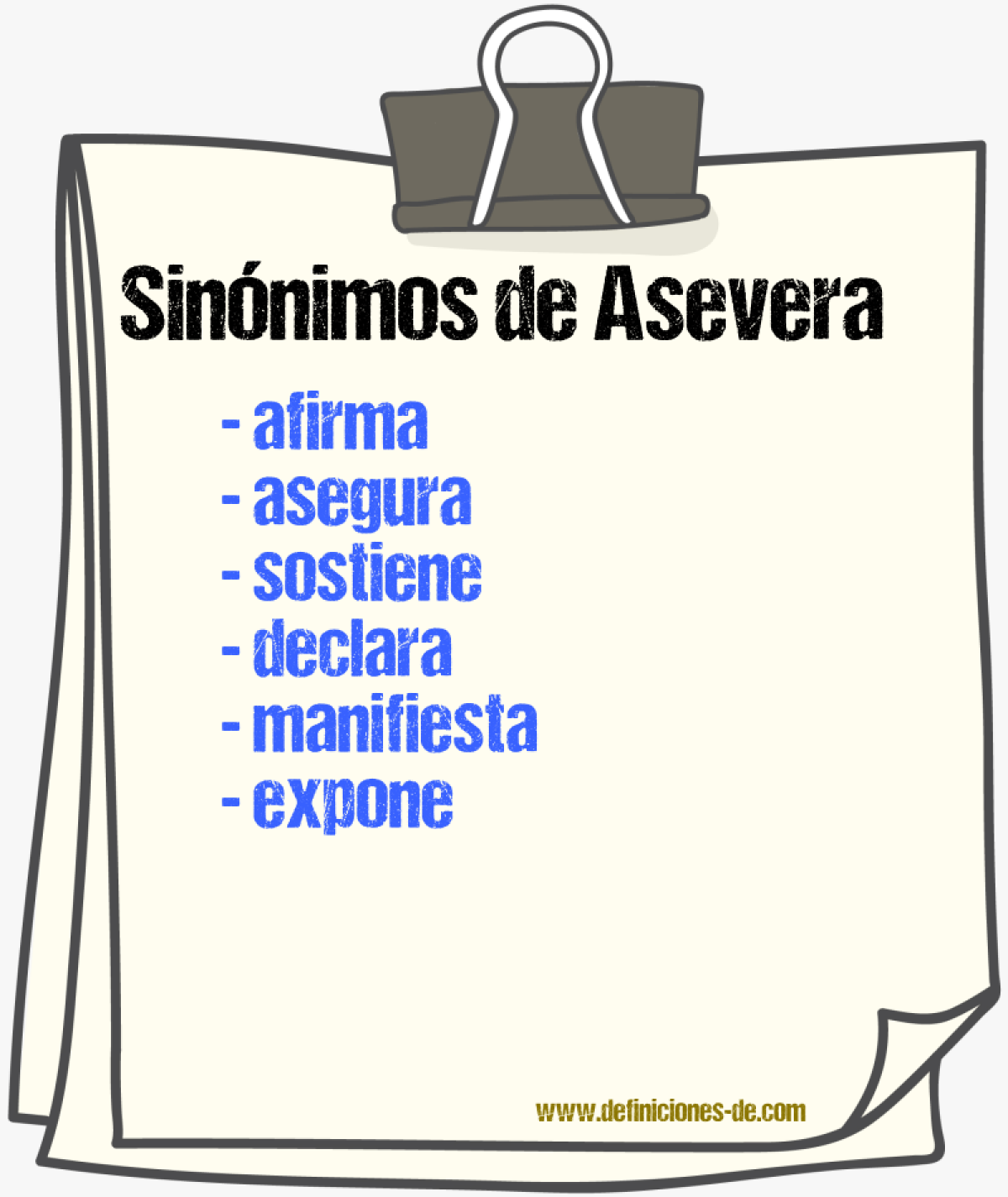 Sinónimos de asevera