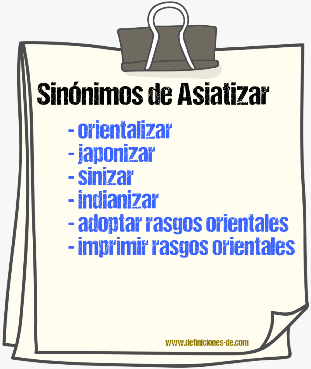 Sinónimos de asiatizar