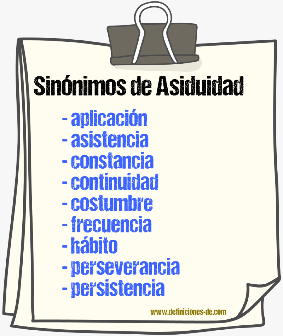 Sinnimos de asiduidad