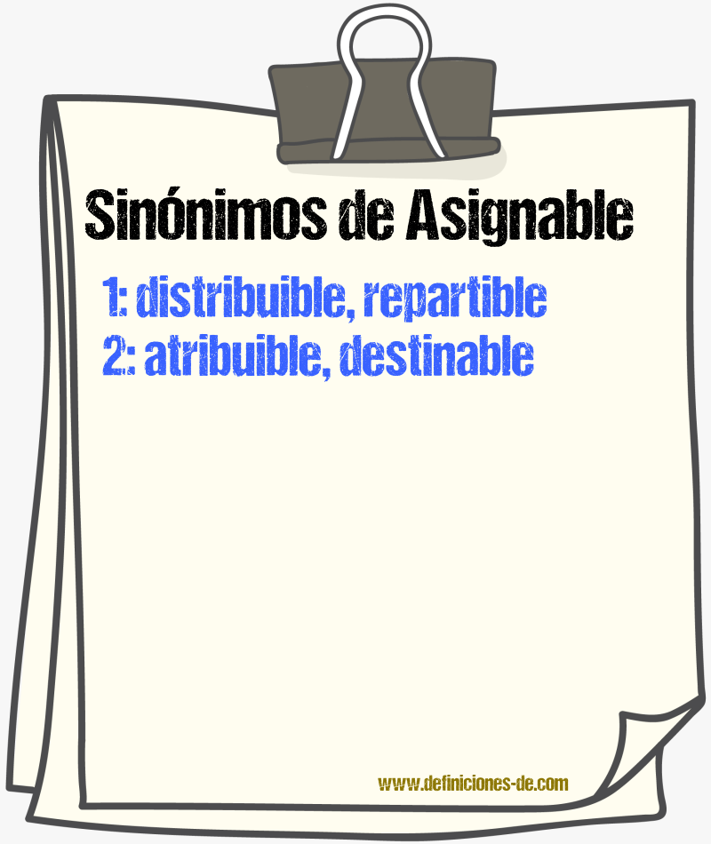 Sinónimos de asignable