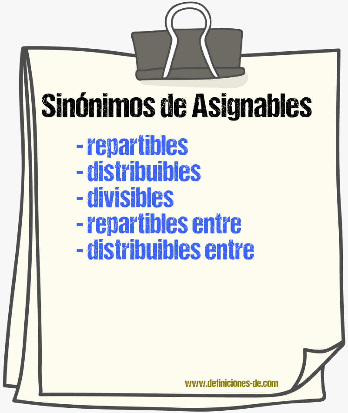 Sinónimos de asignables