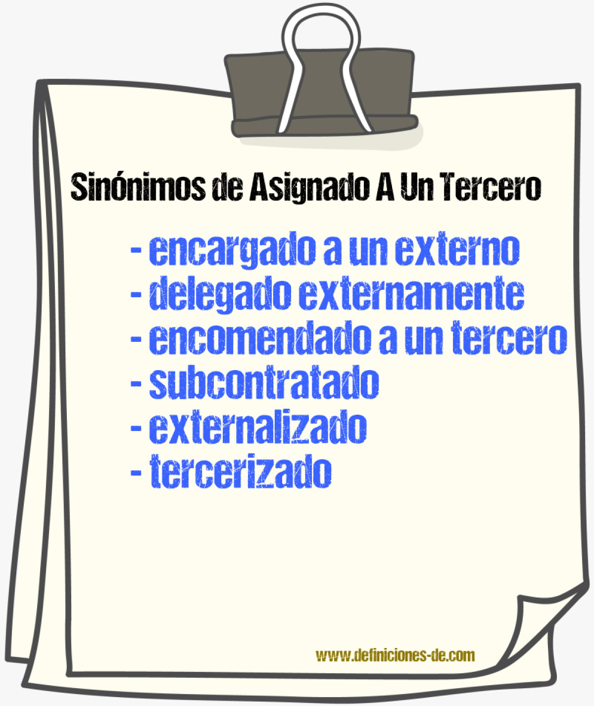 Sinónimos de asignado a un tercero