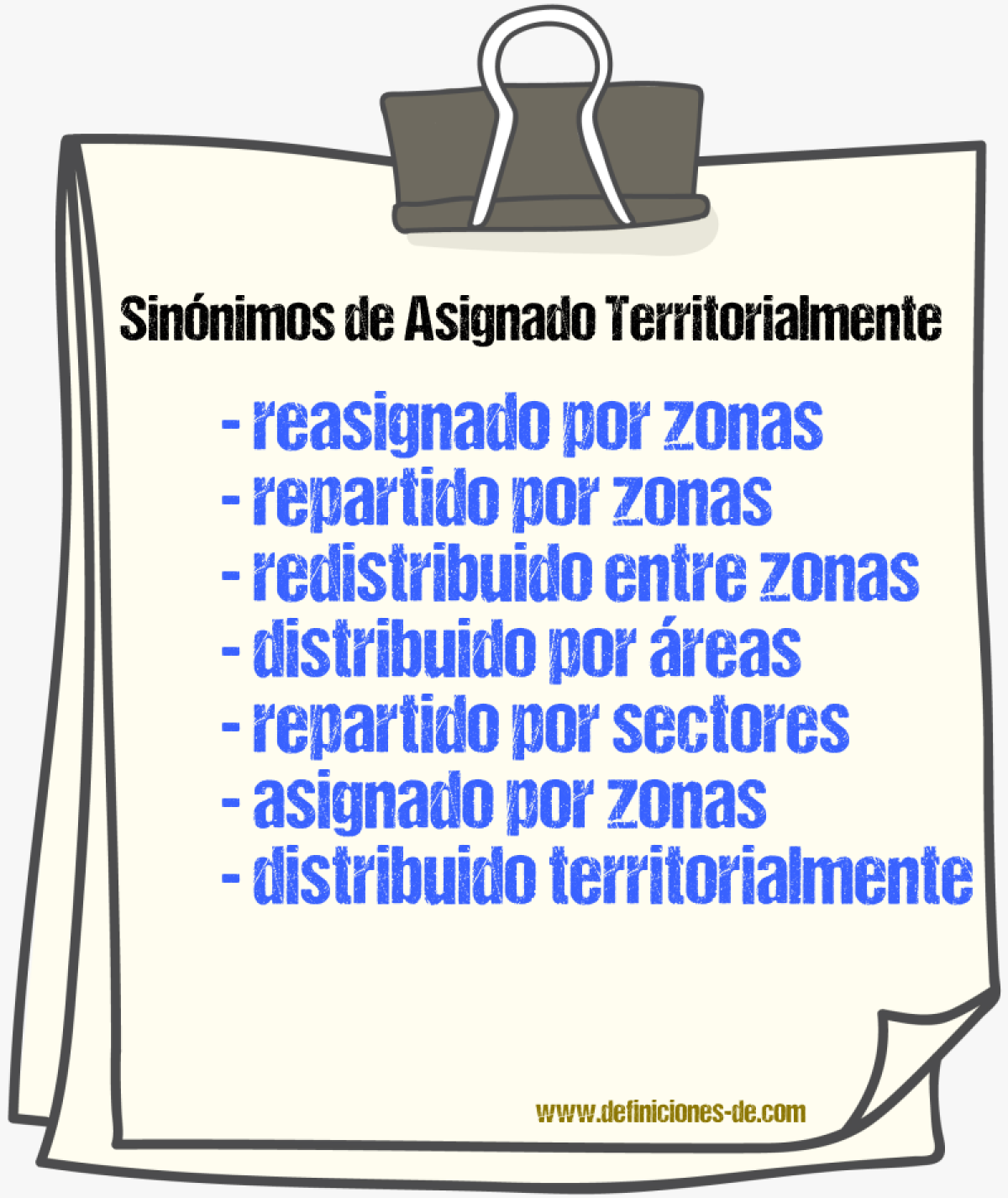 Sinónimos de asignado territorialmente