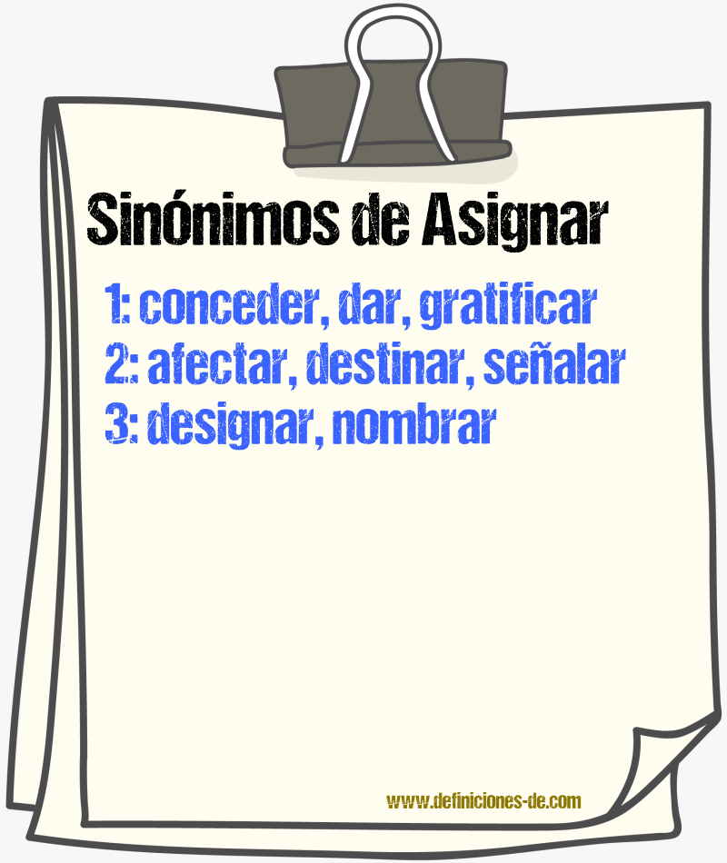 Sinnimos de asignar