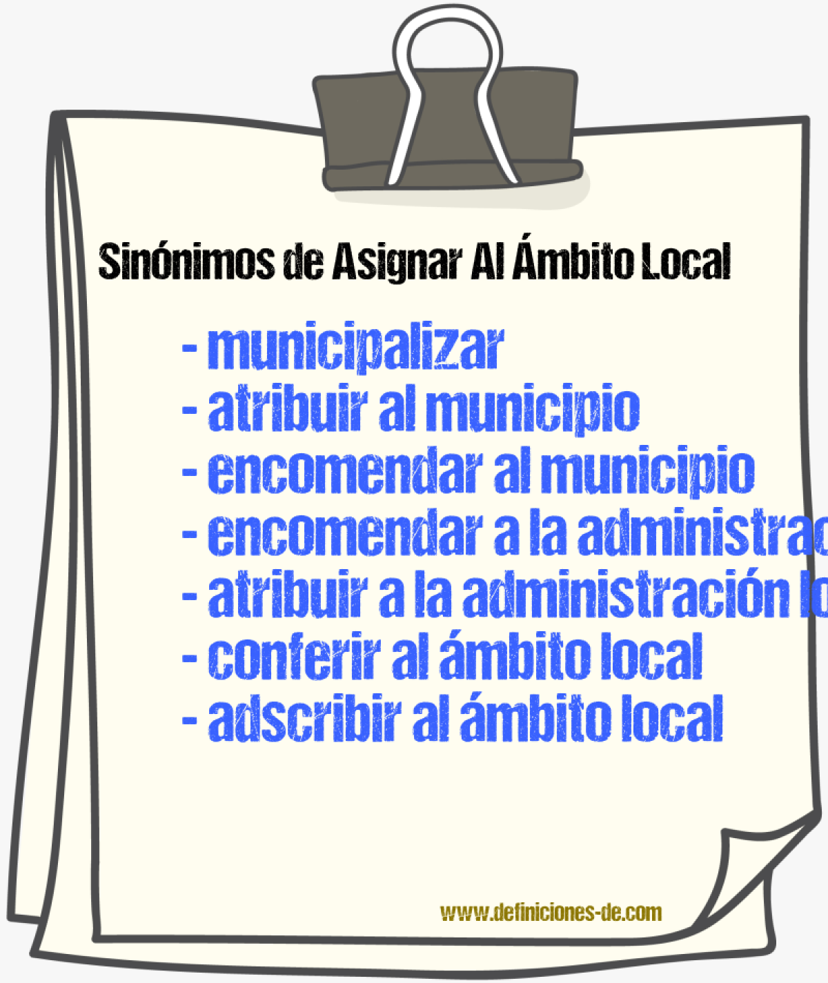 Sinónimos de asignar al ámbito local