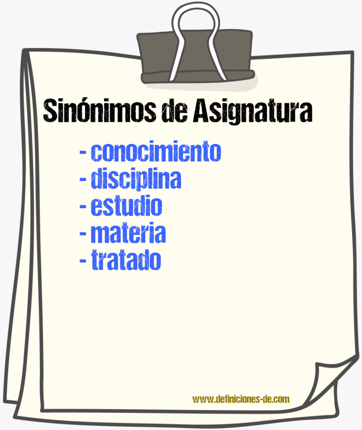 Sinnimos de asignatura