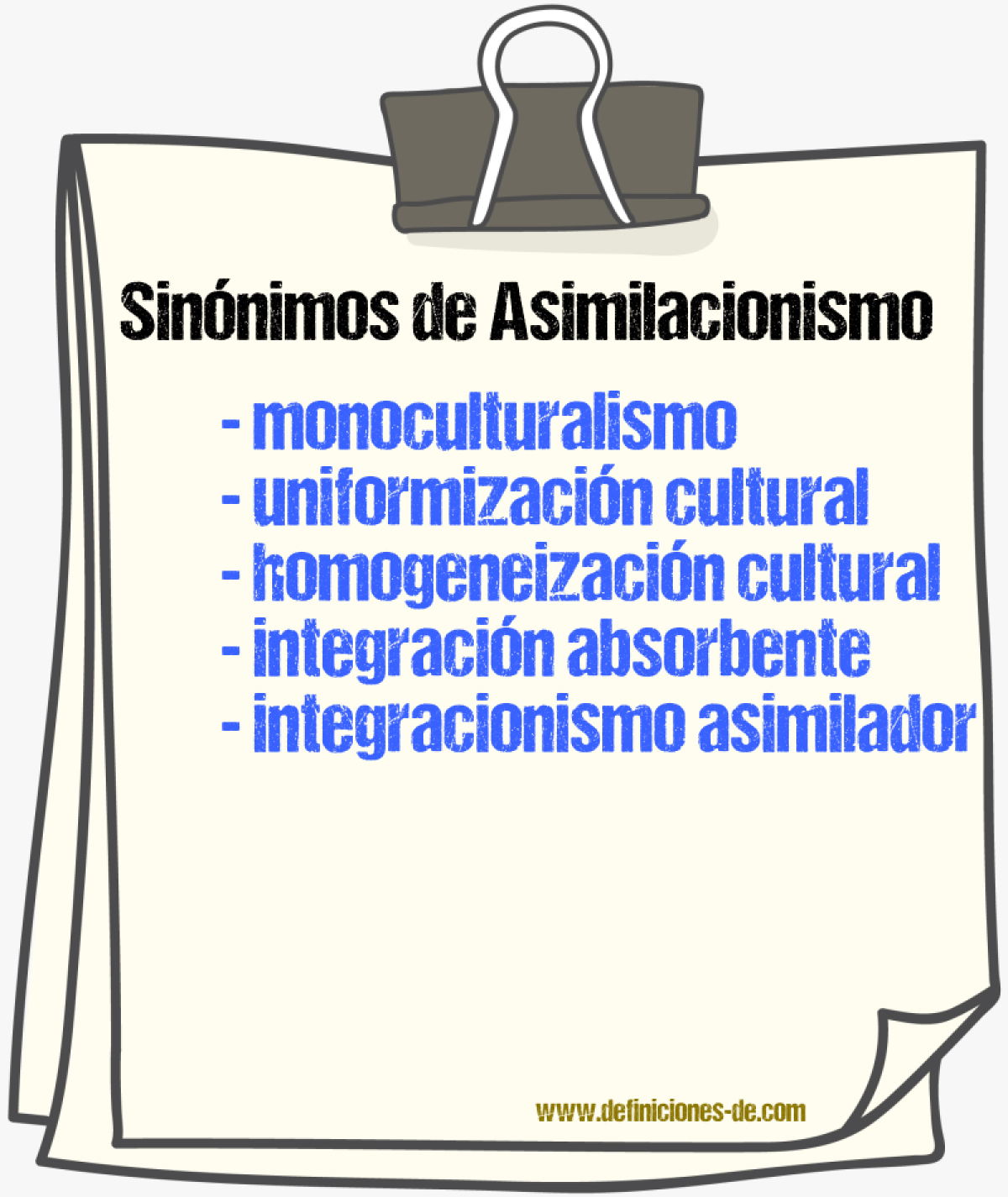 Sinónimos de asimilacionismo