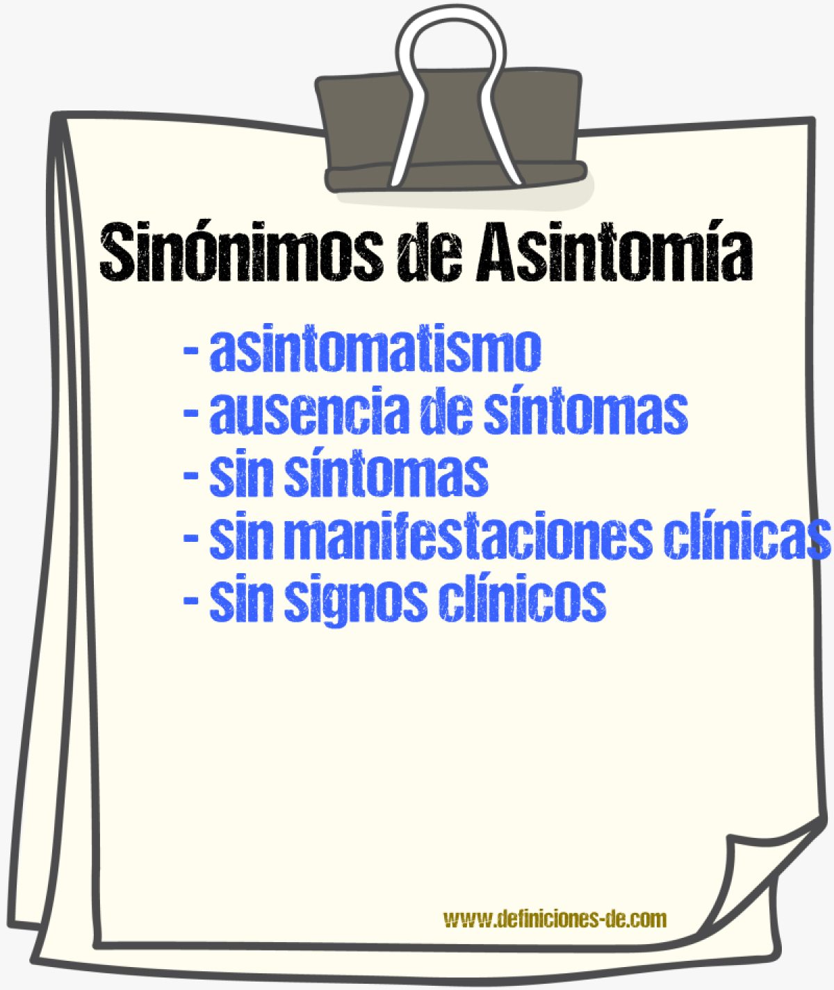 Sinónimos de asintomía