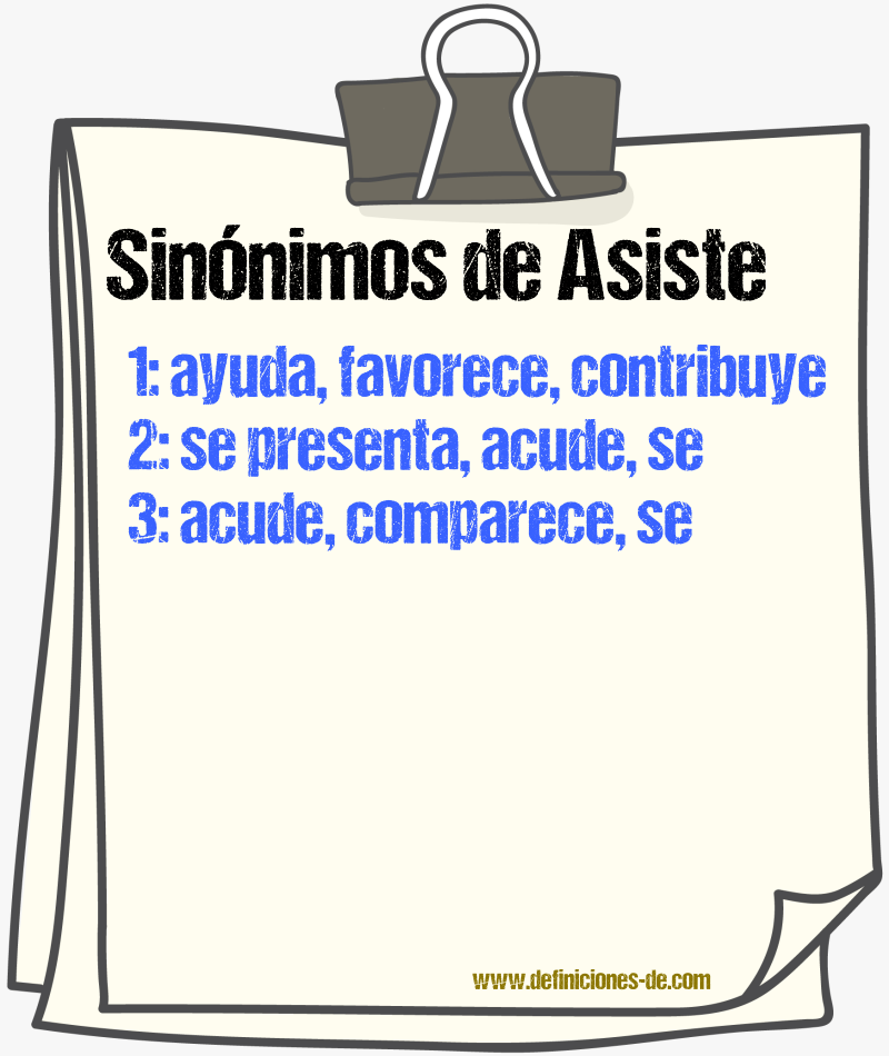 Sinónimos de asiste