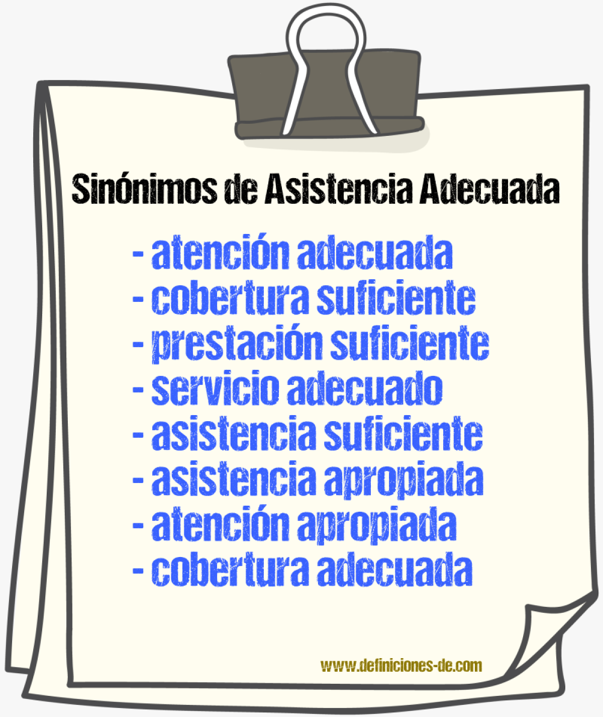Sinónimos de asistencia adecuada