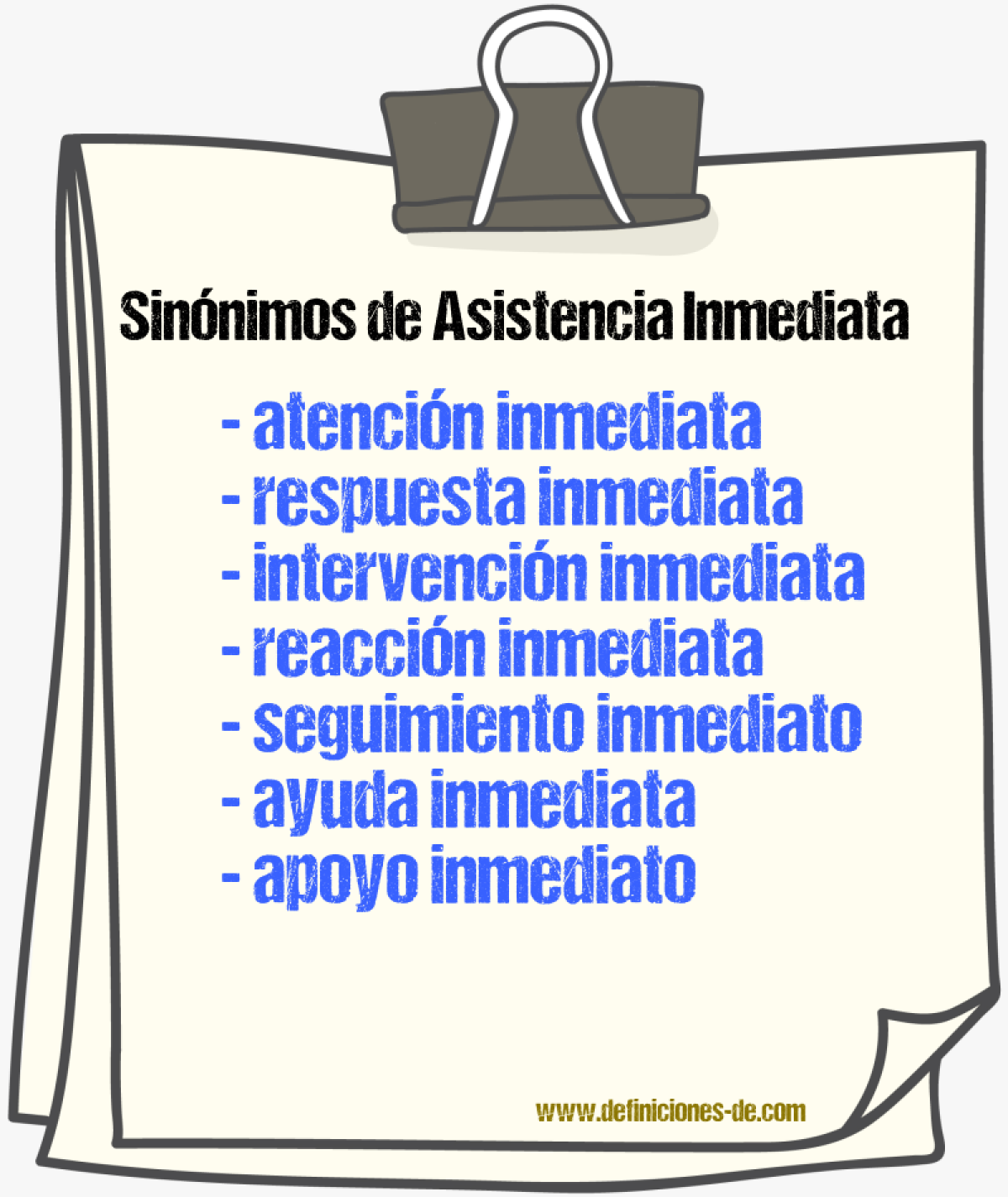 Sinónimos de asistencia inmediata