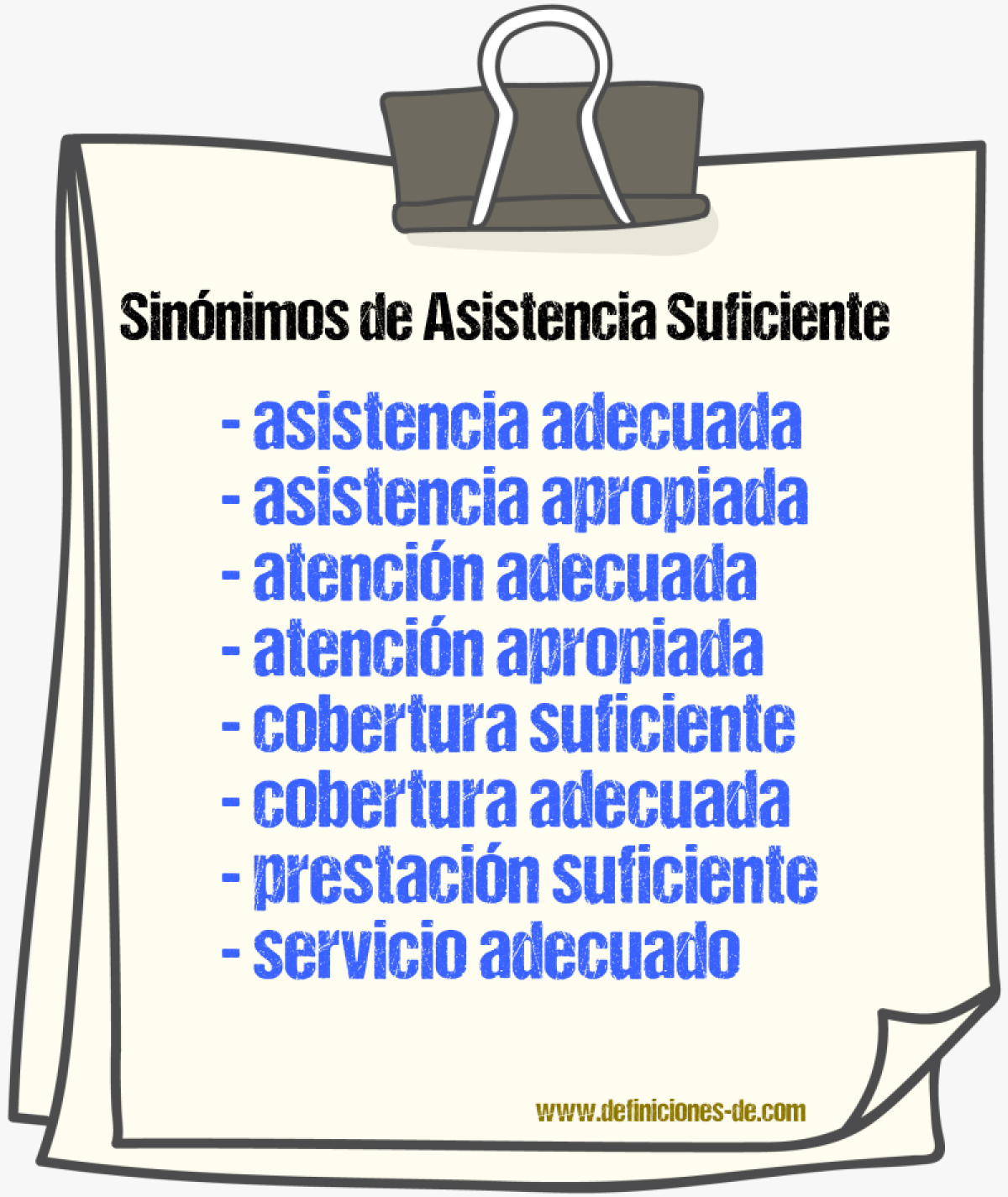 Sinónimos de asistencia suficiente