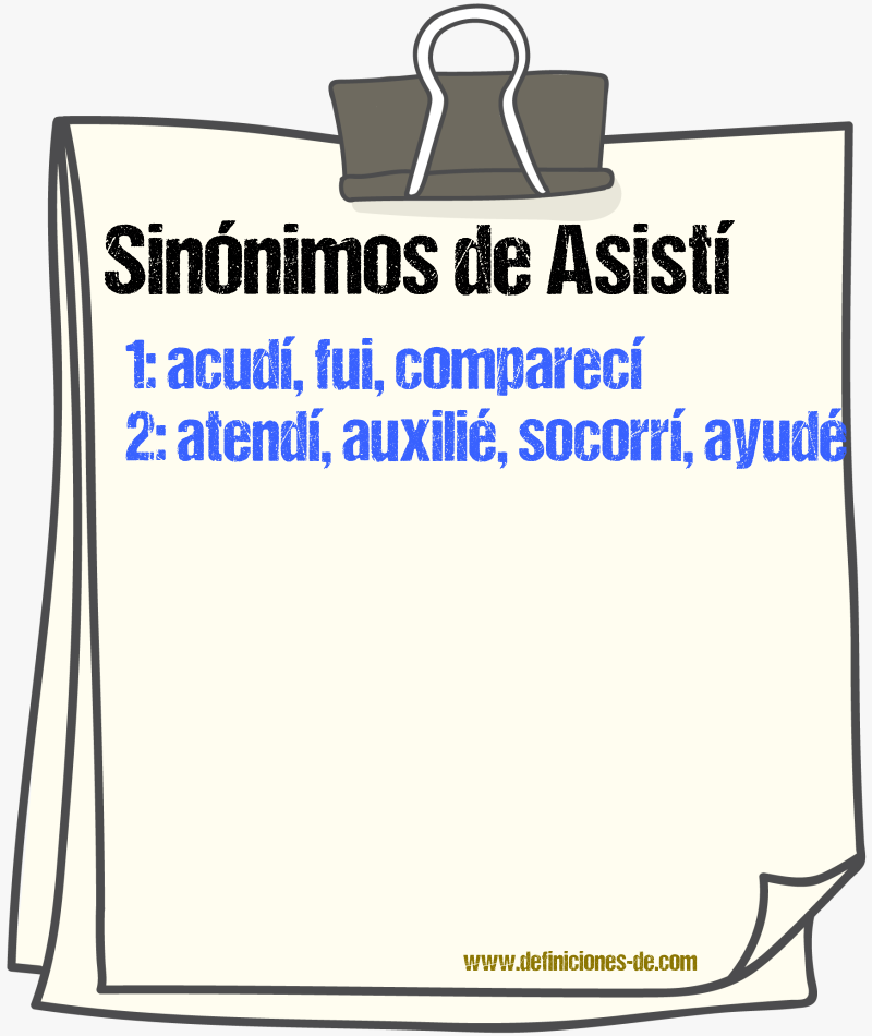 Sinónimos de asistí