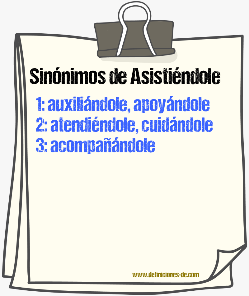Sinónimos de asistiéndole