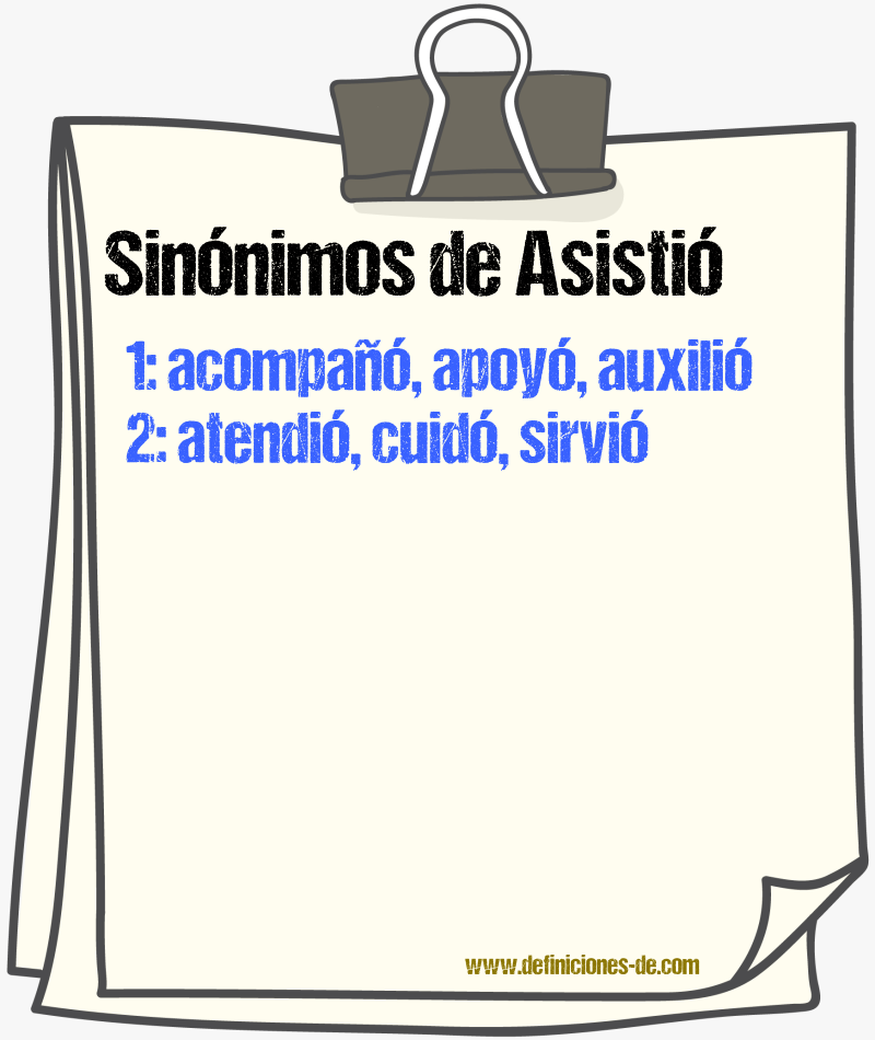 Sinónimos de asistió