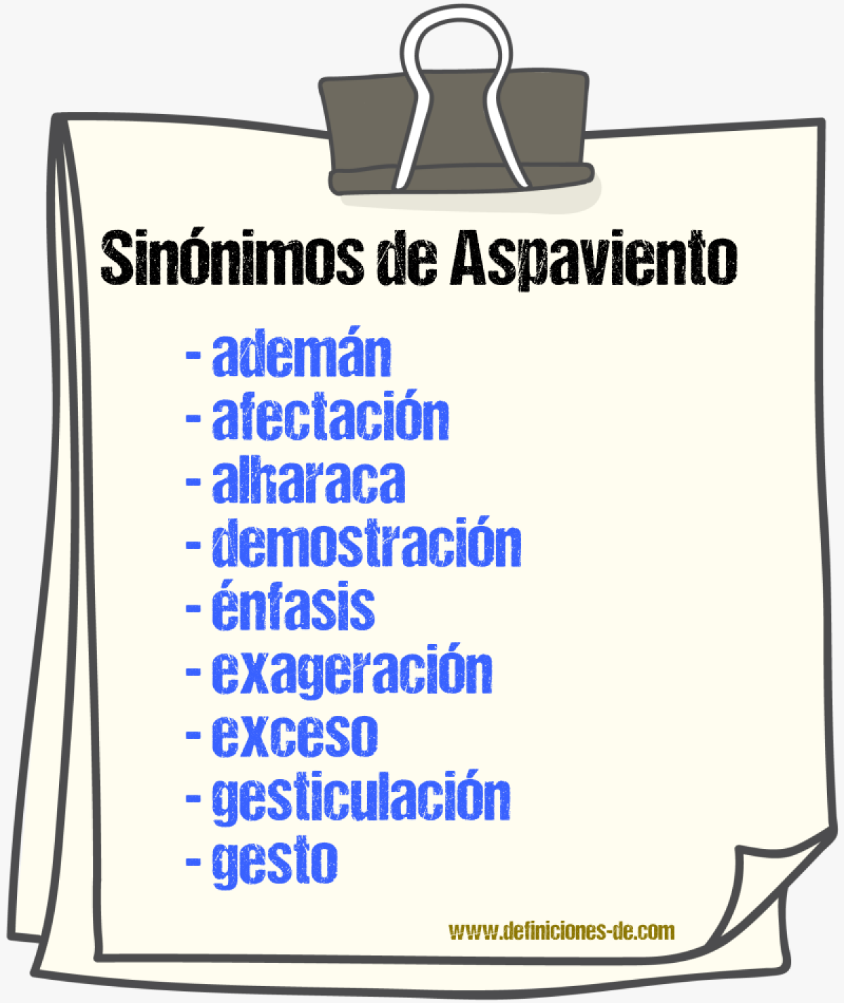 Sinnimos de aspaviento