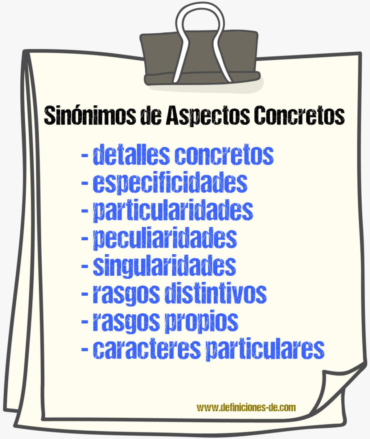Sinónimos de aspectos concretos
