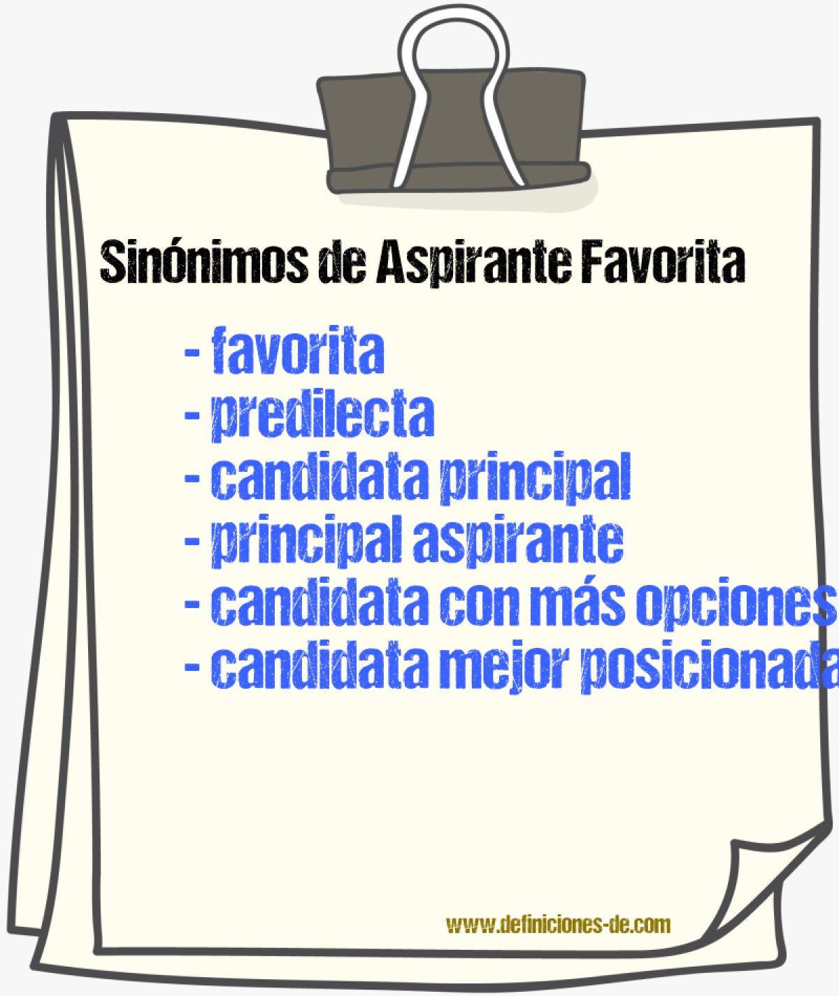 Sinónimos de aspirante favorita