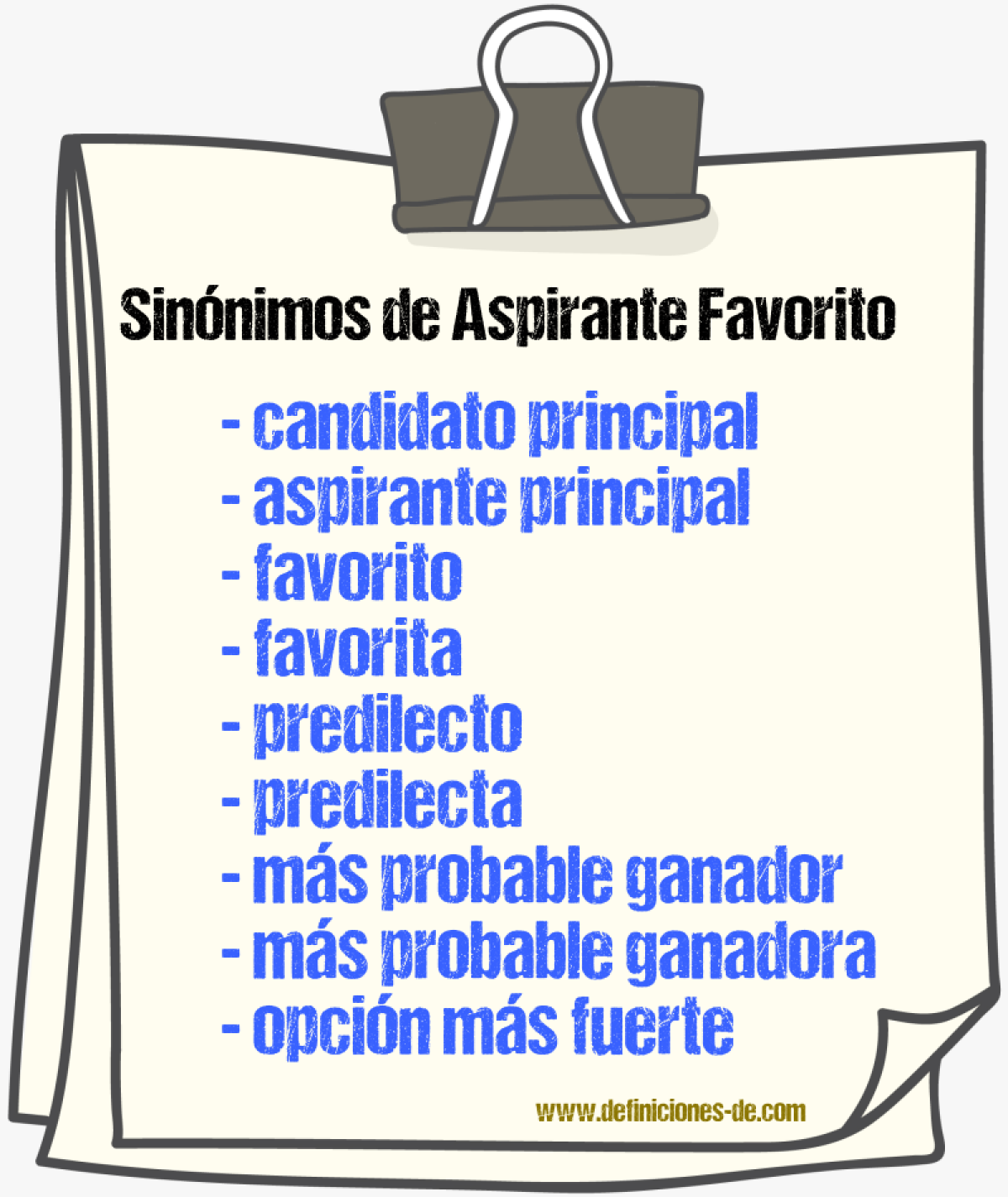 Sinónimos de aspirante favorito