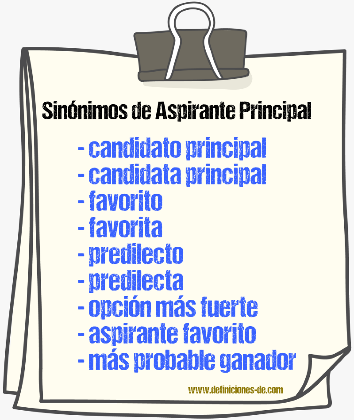 Sinónimos de aspirante principal