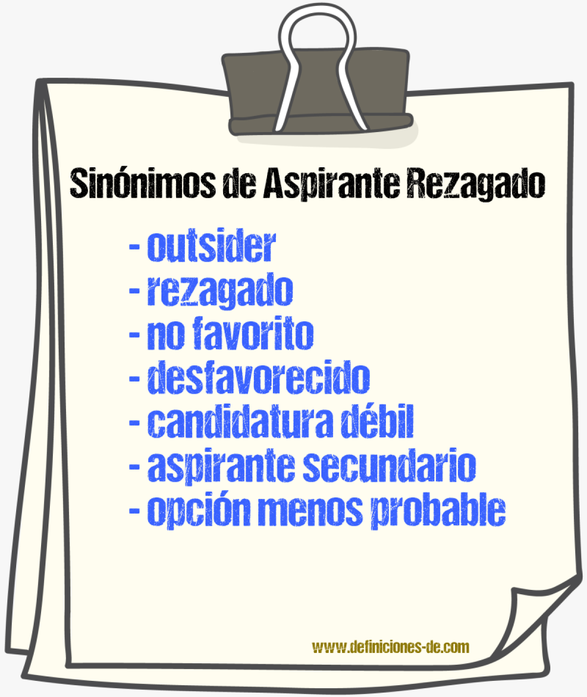 Sinónimos de aspirante rezagado