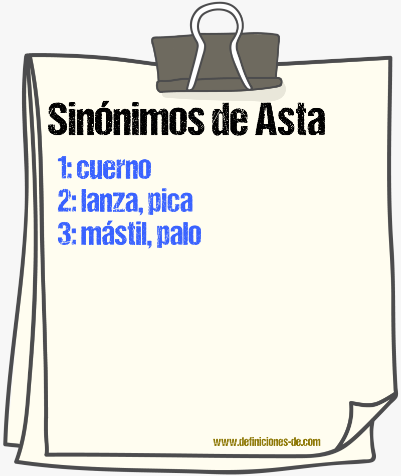 Sinnimos de asta