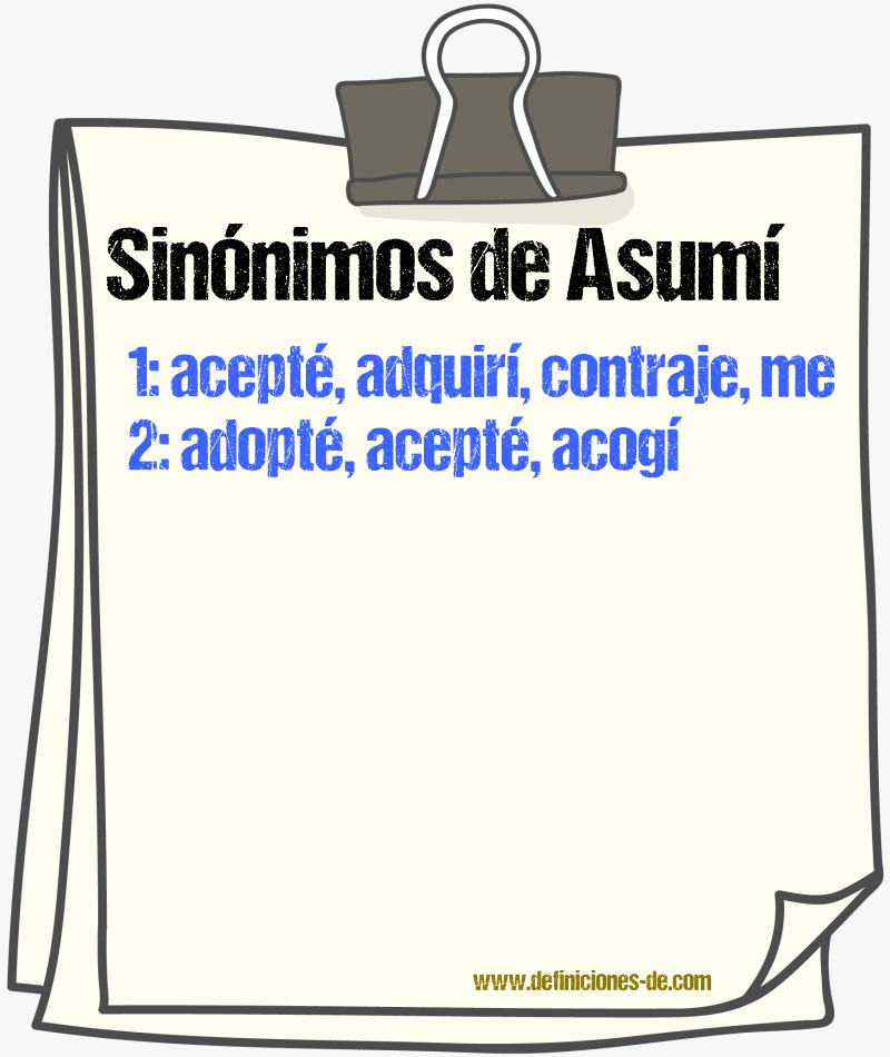 Sinónimos de asumí