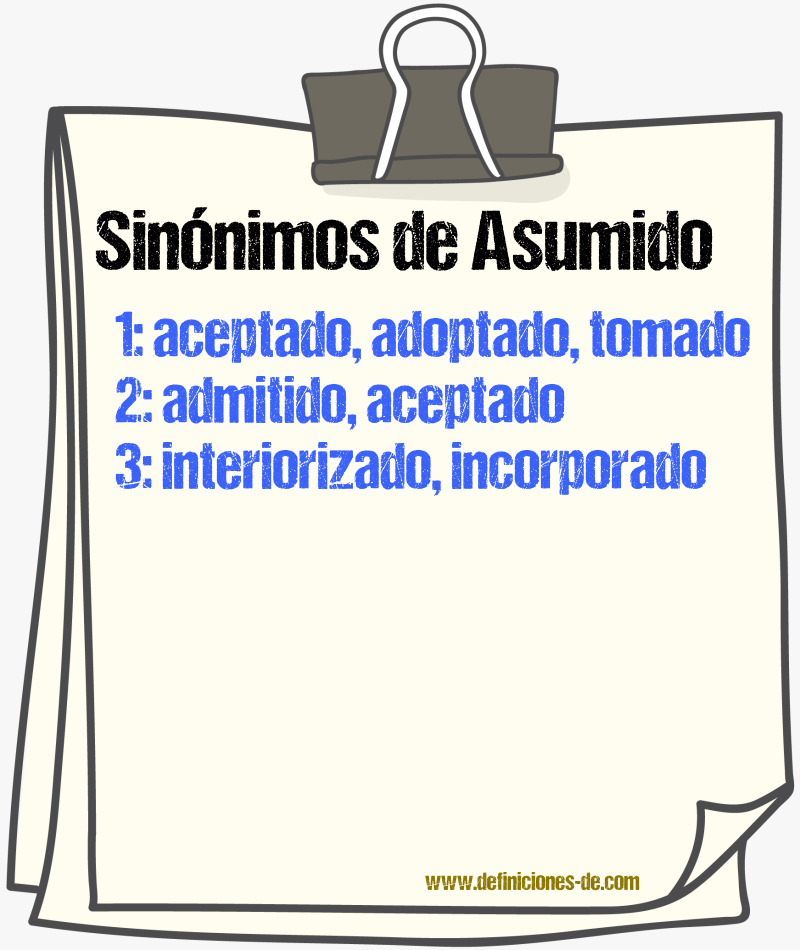 Sinónimos de asumido