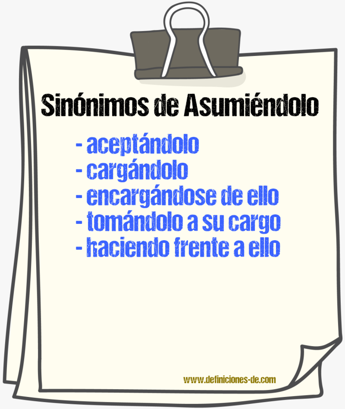 Sinónimos de asumiéndolo