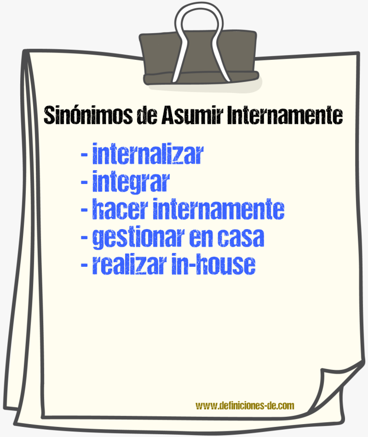 Sinónimos de asumir internamente