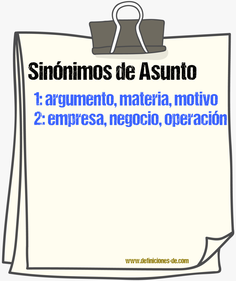 Sinnimos de asunto