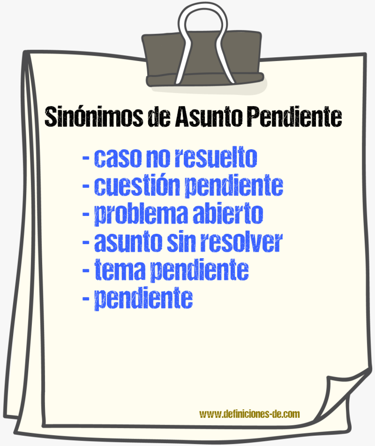 Sinónimos de asunto pendiente