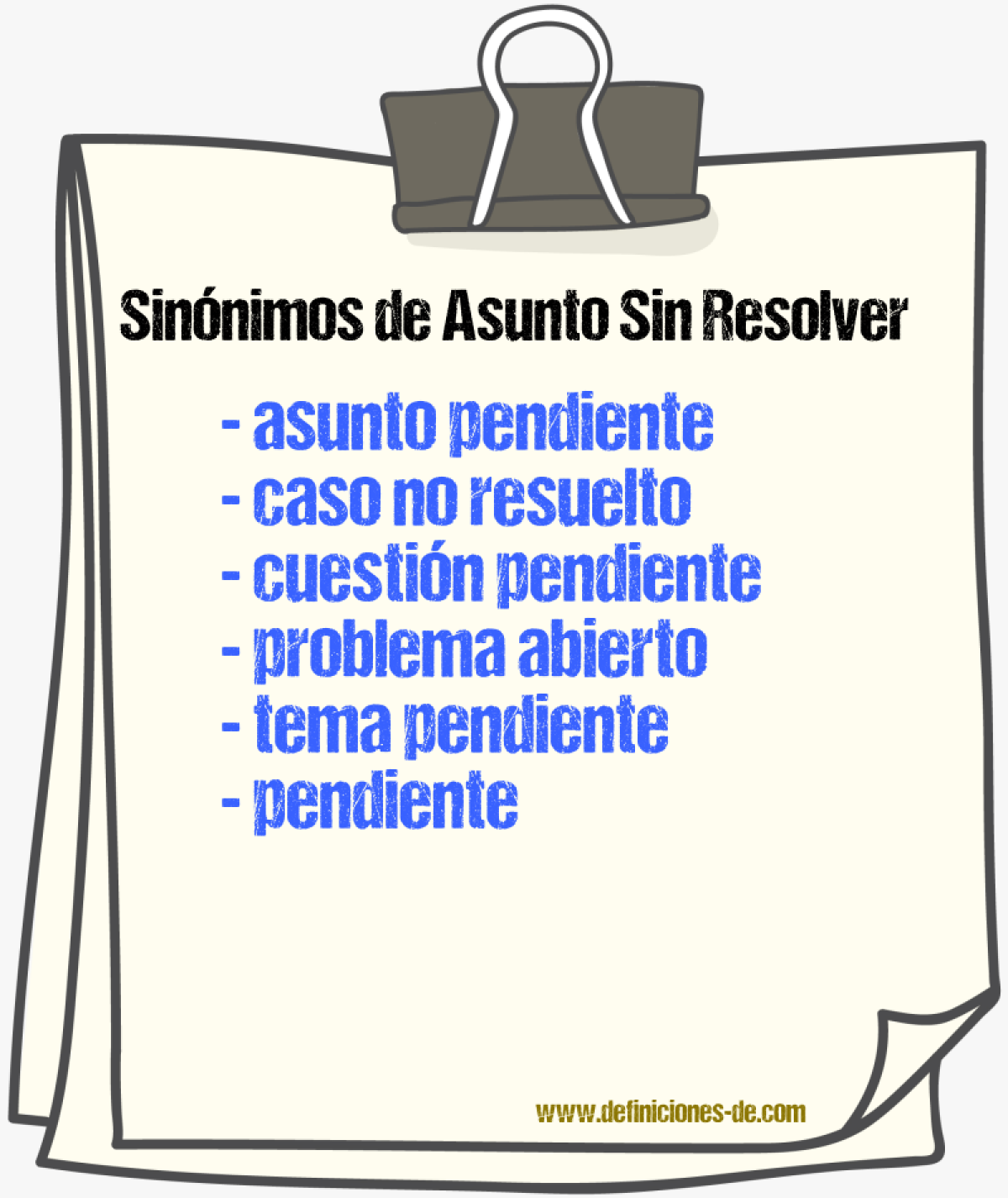 Sinónimos de asunto sin resolver