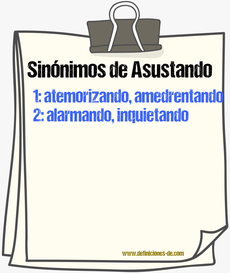 Sinónimos de asustando