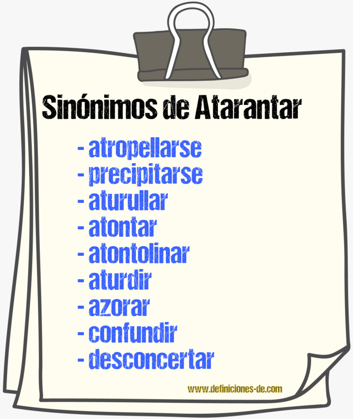 Sinnimos de atarantar