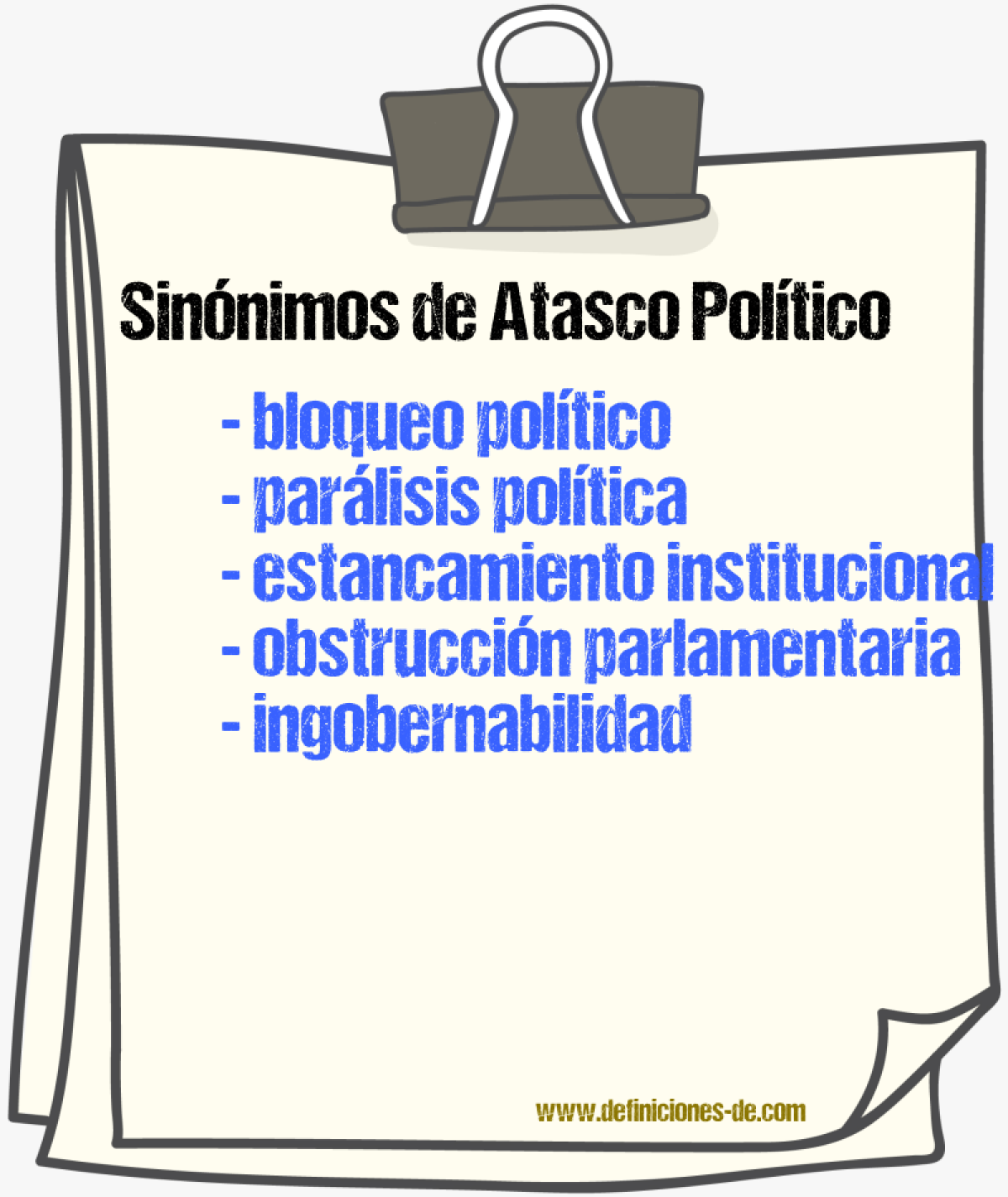 Sinónimos de atasco político