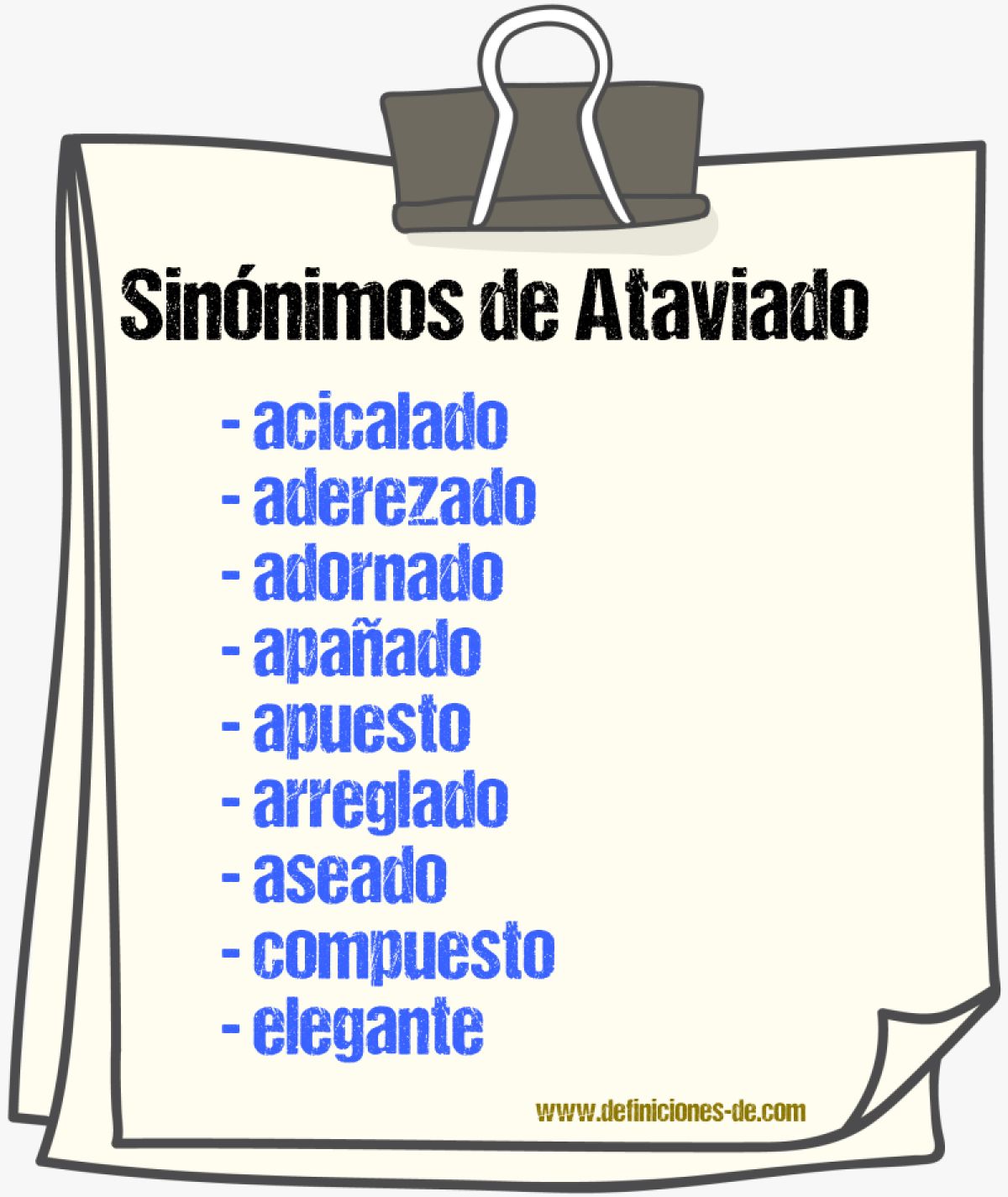 Sinnimos de ataviado