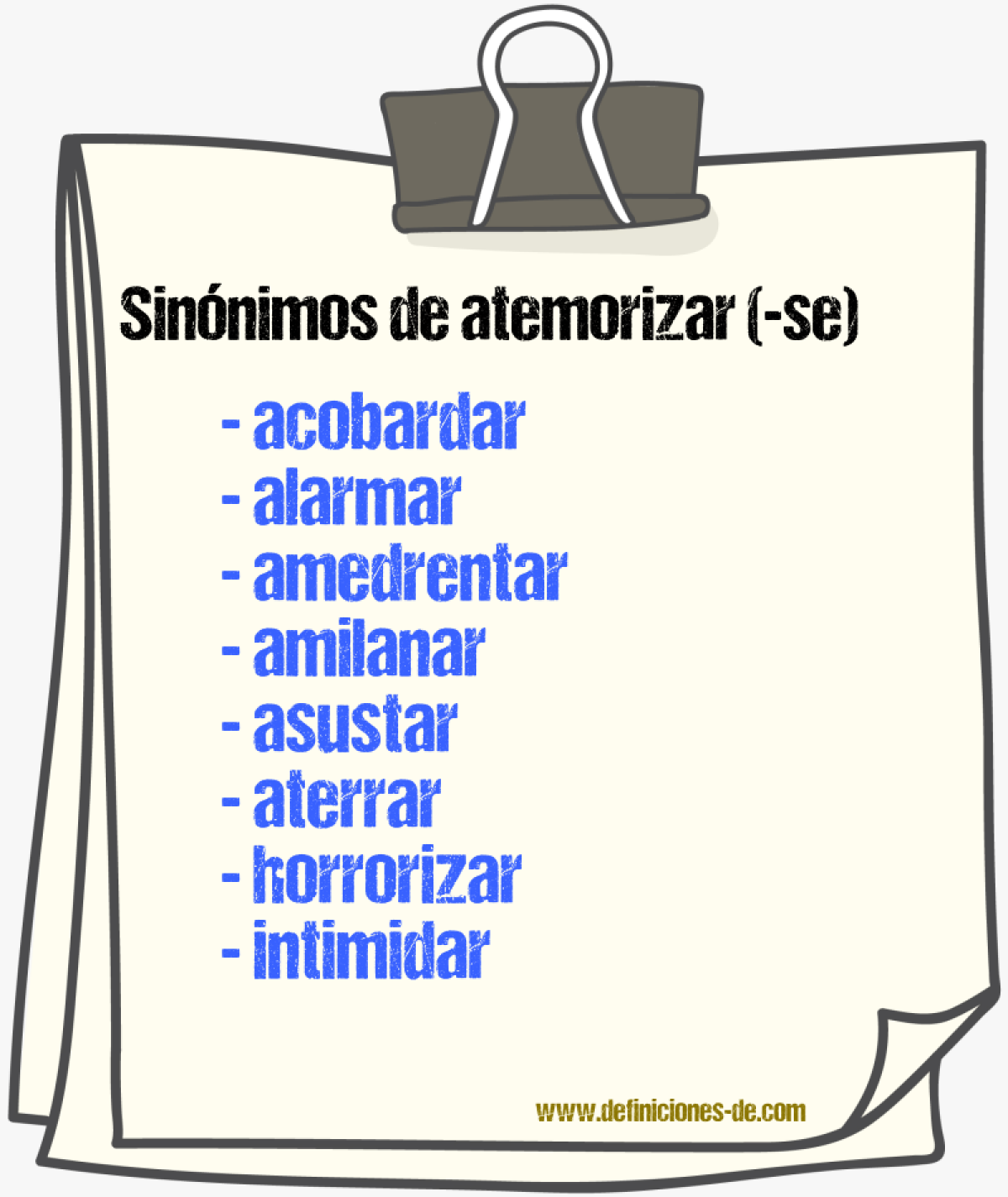 Sinnimos de atemorizar