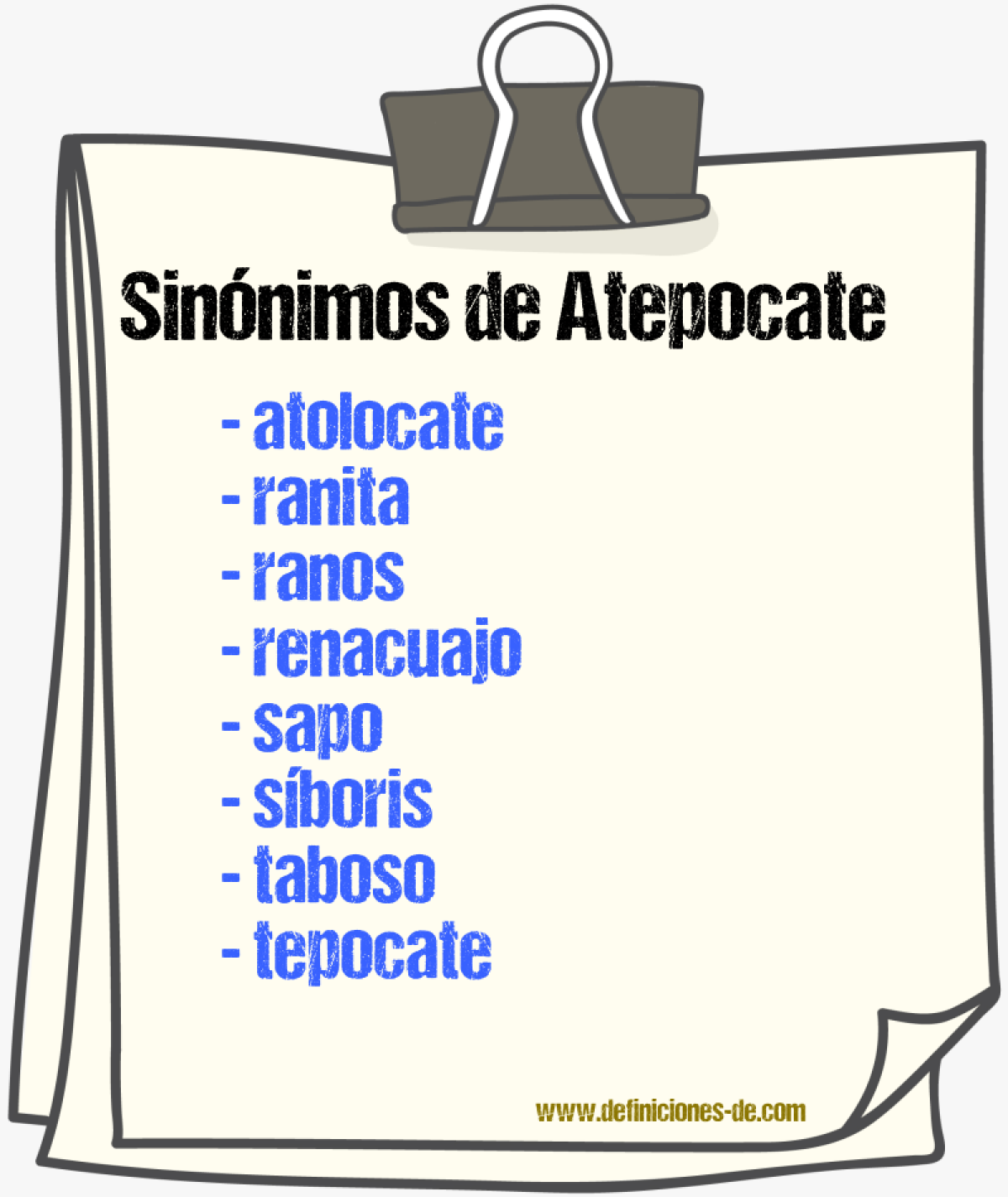 Sinnimos de atepocate