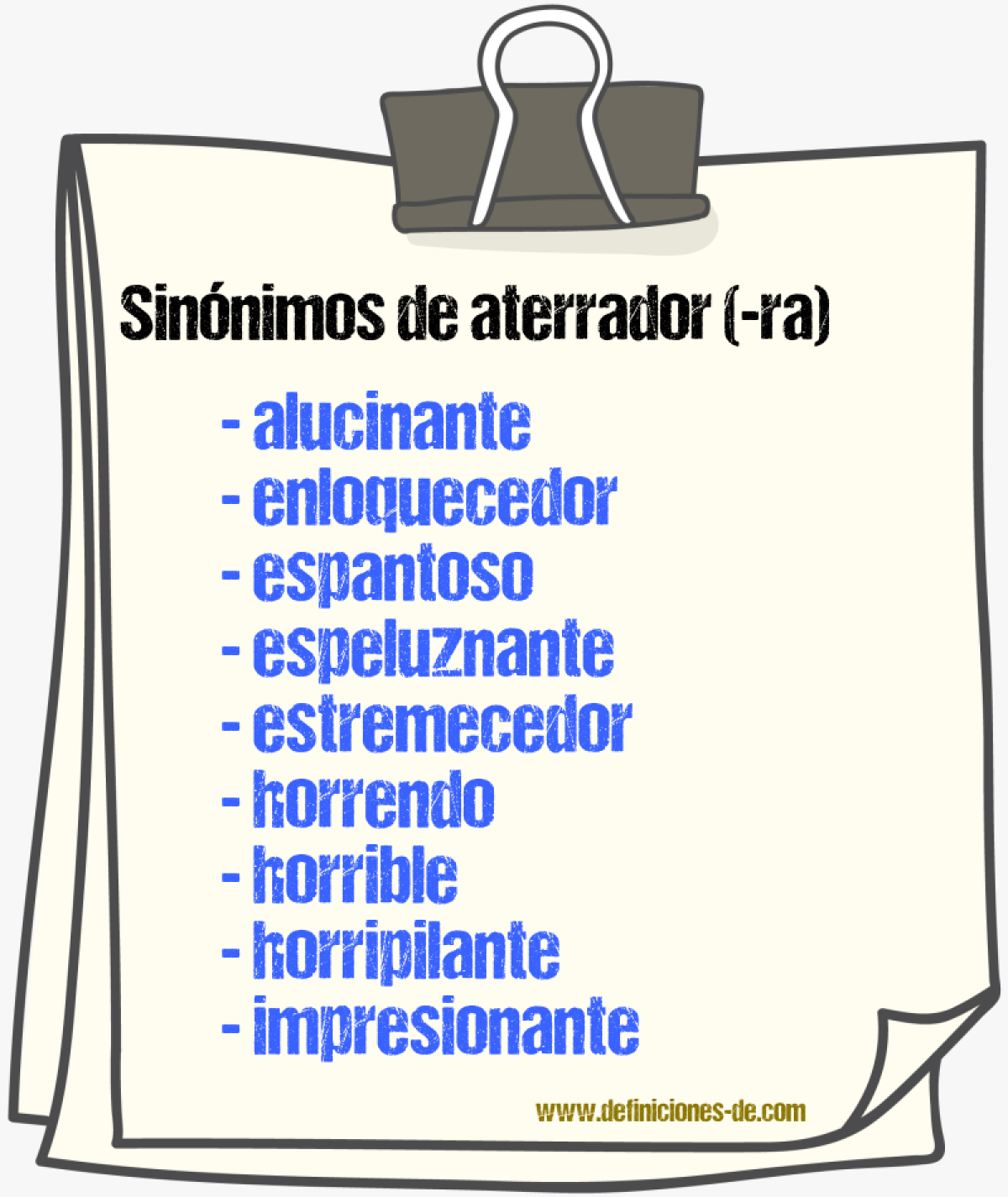 Sinnimos de aterrador