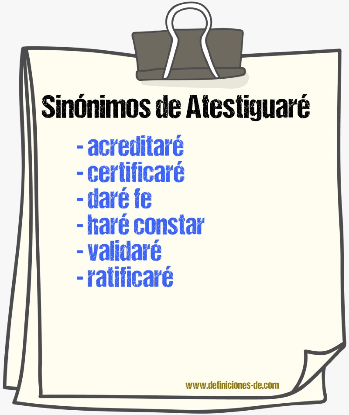 Sinónimos de atestiguaré