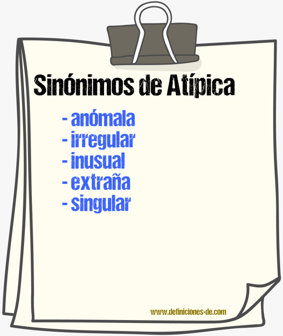 Sinónimos de atípica
