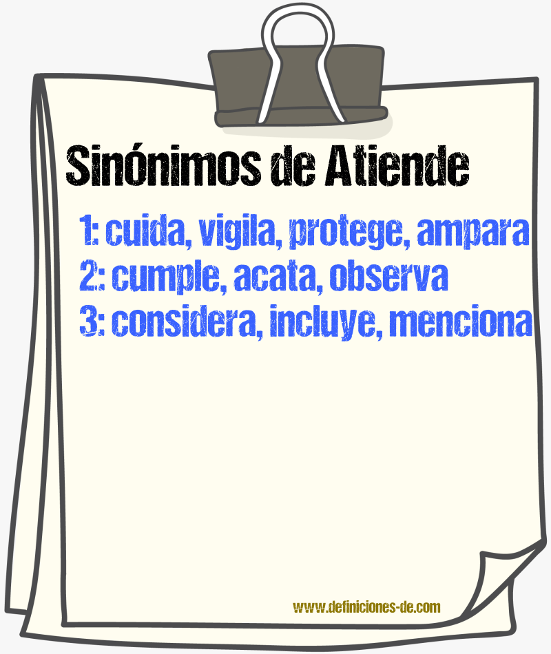 Sinónimos de atiende