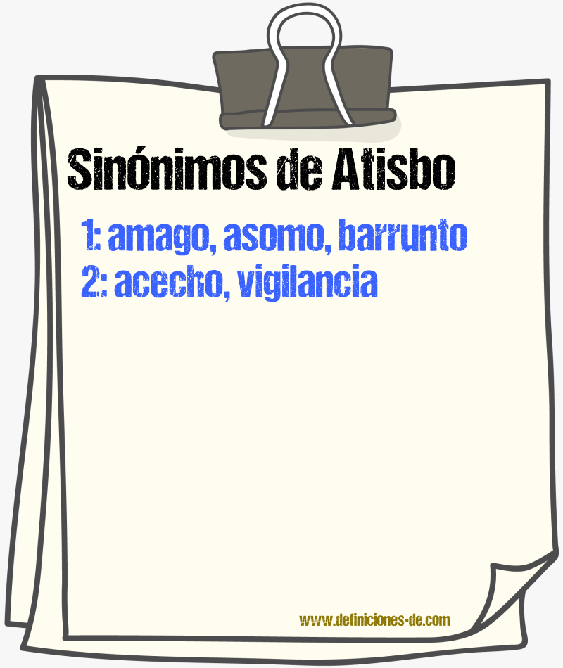 Sinnimos de atisbo