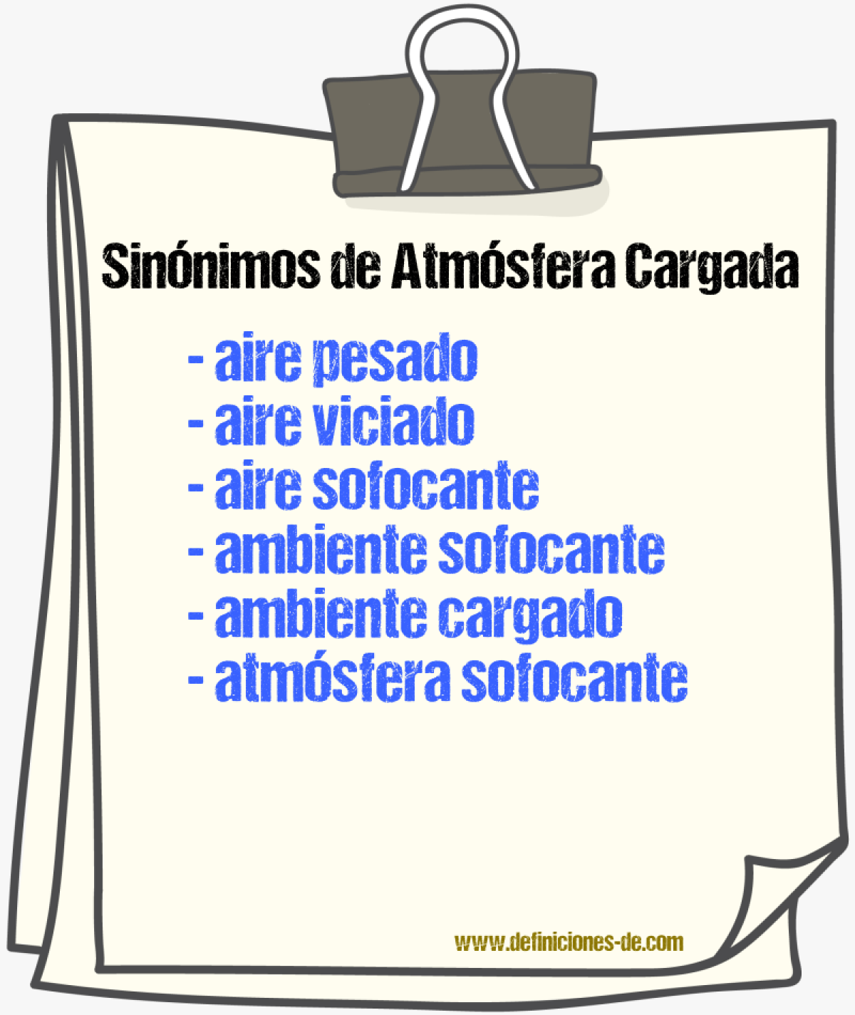 Sinónimos de atmósfera cargada