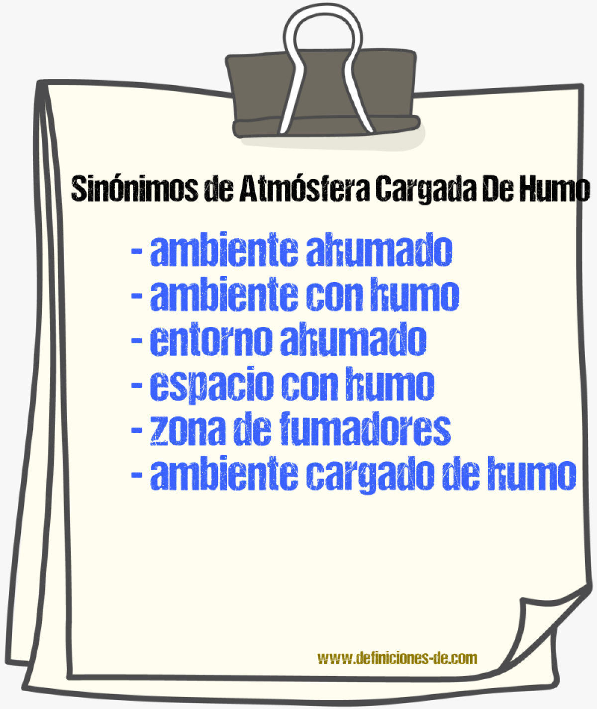 Sinónimos de atmósfera cargada de humo