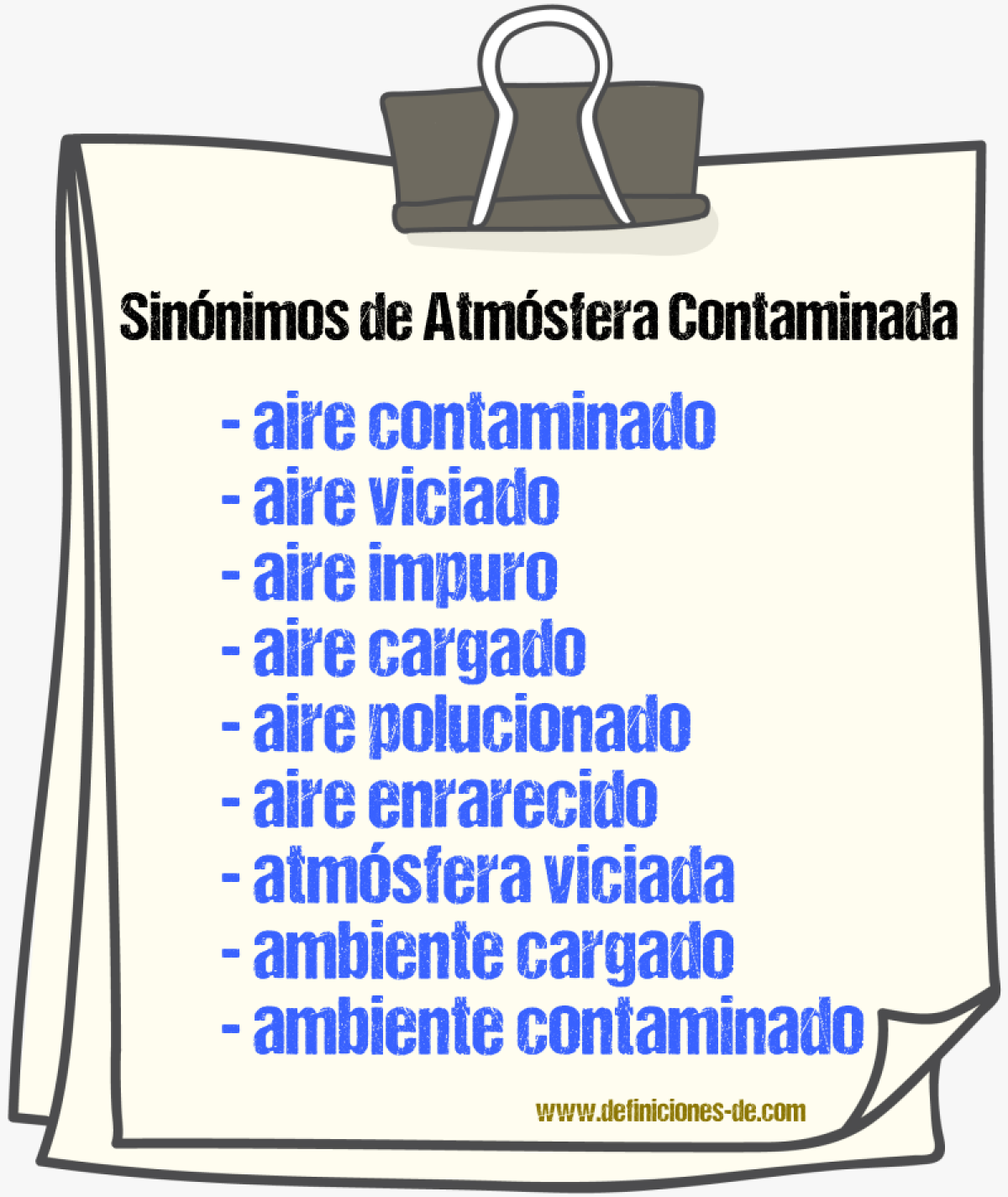 Sinónimos de atmósfera contaminada