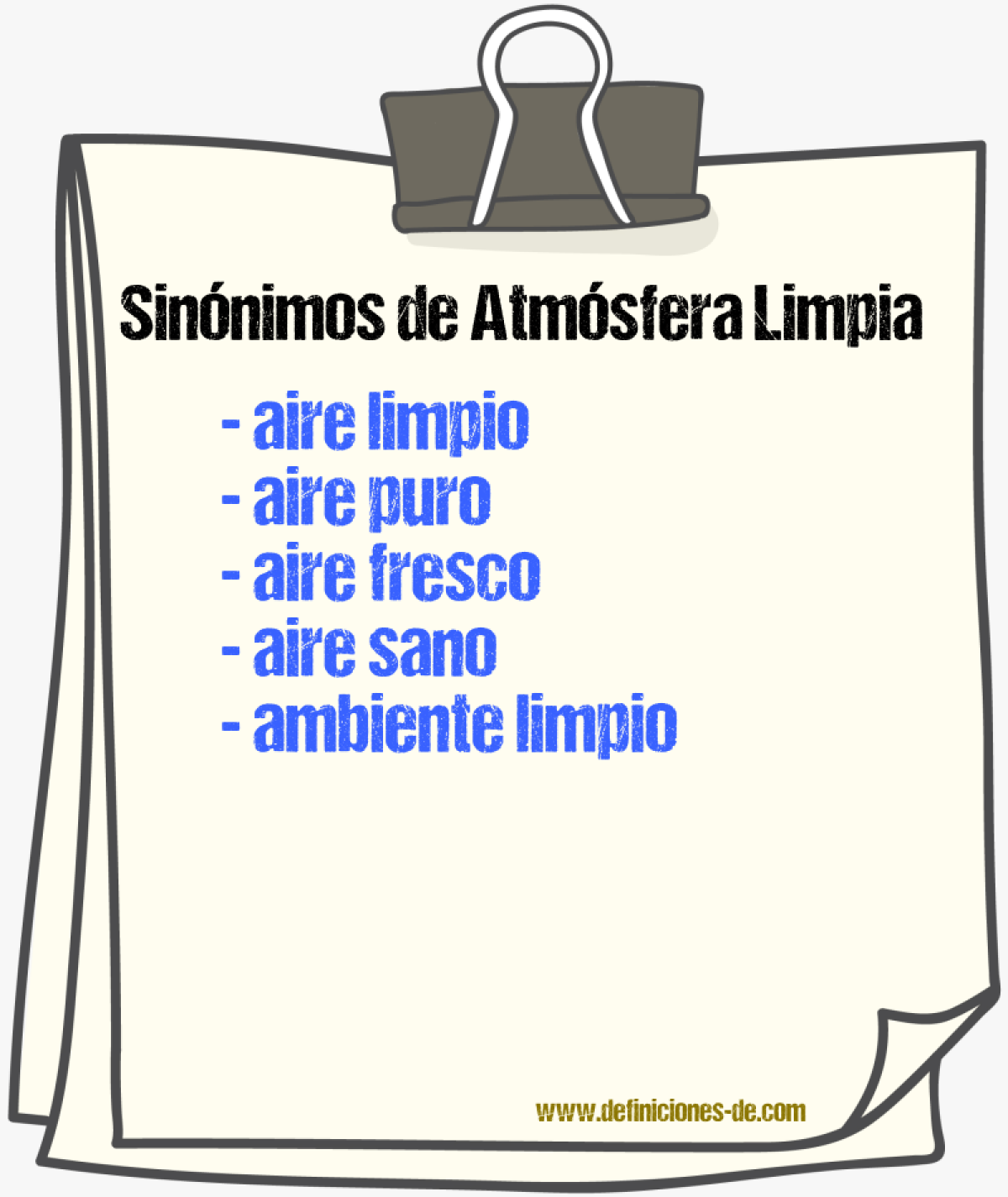 Sinónimos de atmósfera limpia