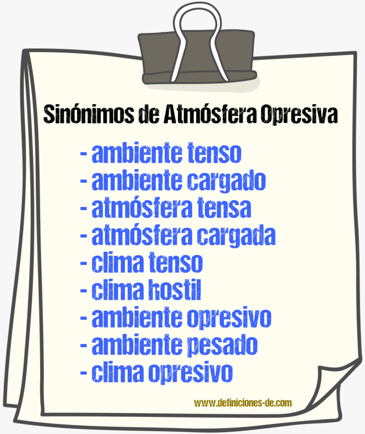 Sinónimos de atmósfera opresiva